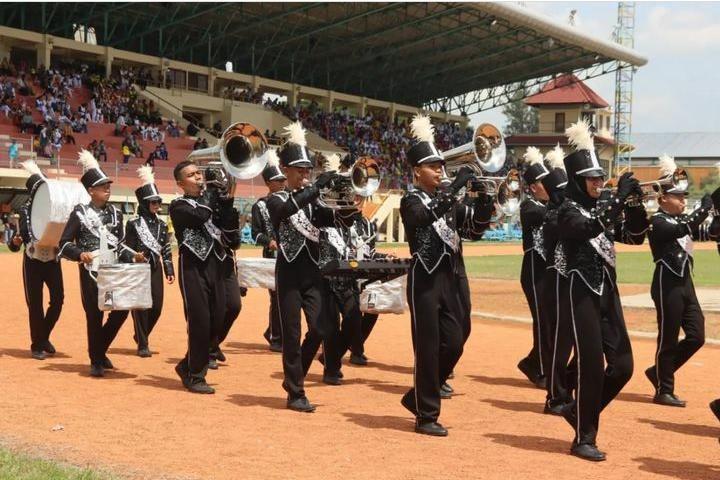 Potret Drumband Lampung Sabet Medali Emas Kejurnas Meski Cedera