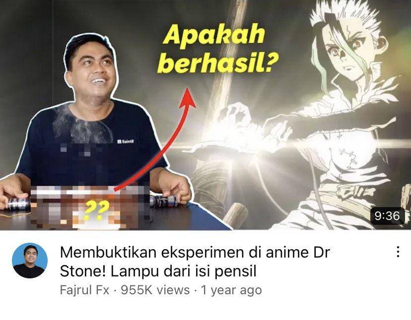 fajrul falah menjelaskan eksperimen anime dengan praktek (dok.youtube.com/Fajrul Fx)