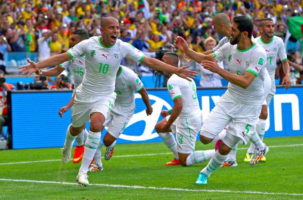Para pemain Timnas Aljazair merayakan gol di Piala Dunia 2014. (fifa.com)