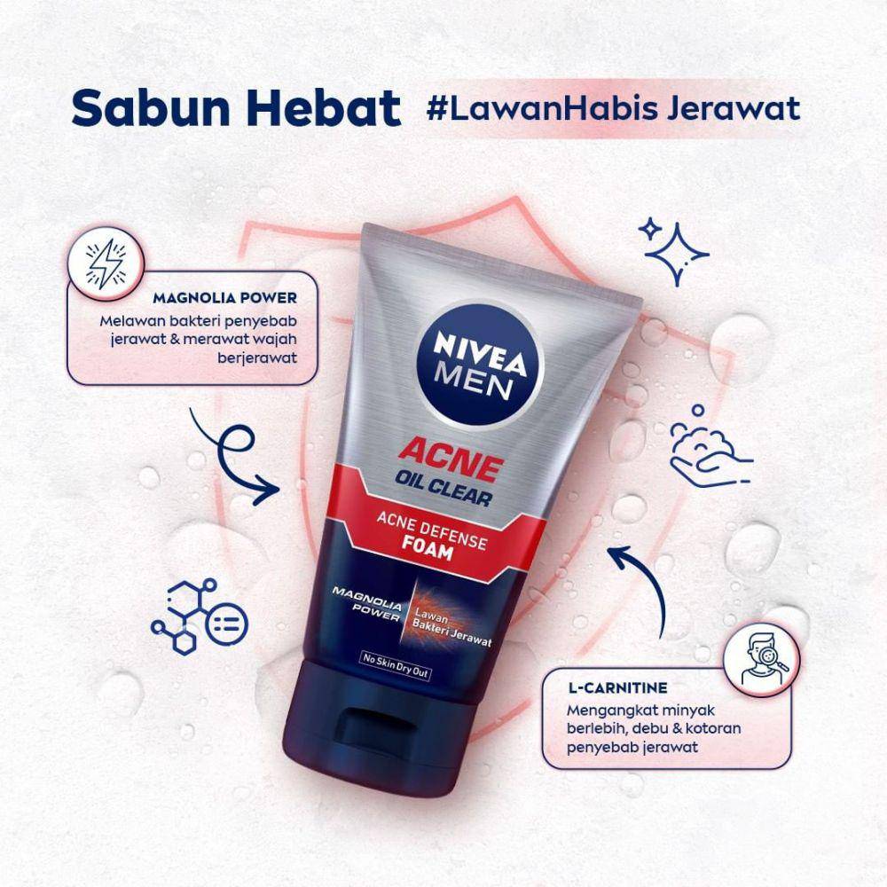 Nivea Men Acne Oil Clear Acne Defense Foam (instagram.com/niveamen_id)
