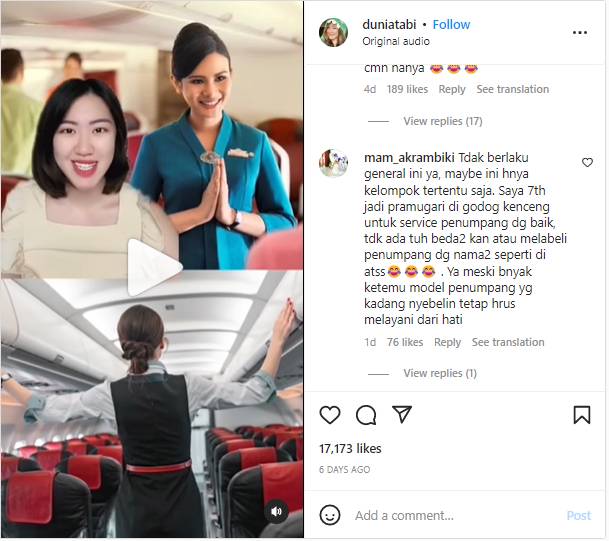 Tangkapan layar dari akun Deasi Listiani (instagram.com/duniatabi)