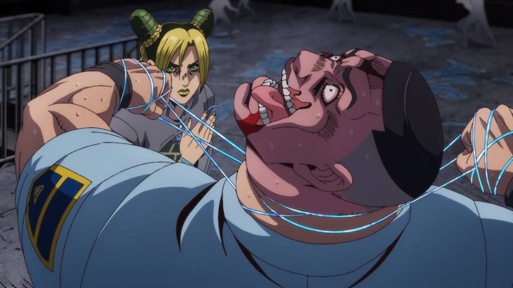 Jolyne Cujoh vs. Viviano Westwood (dok. David Production/JoJo's Bizarre Adventure: Stone Ocean)
