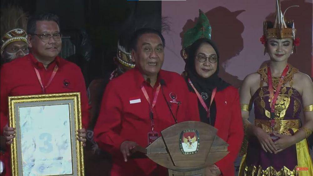 PDI Perjuangan tetap mendapat nomor urut 3 sebagai partai politik peserta Pemilu 2024. (youtube.com/KPU RI)