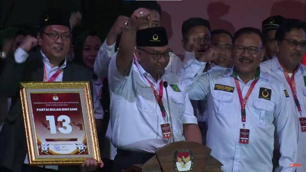 Partai Bulan Bintang usai pengumuman nomor urut partai politik. (youtube.com/KPU RI)