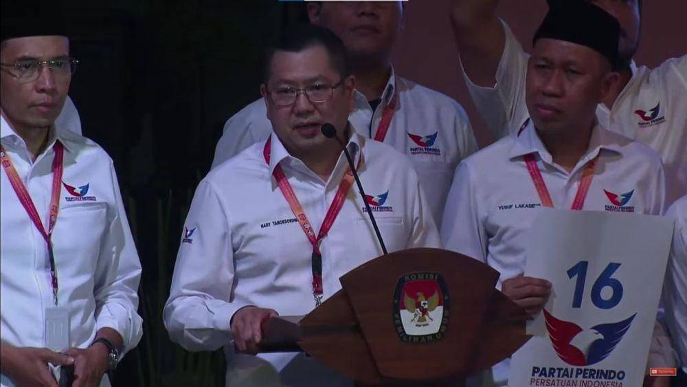 Ketua Umum Partai Perindo, Hary Tanoe usai pengumuman nomor urut partai politik. (youtube.com/KPU RI)
