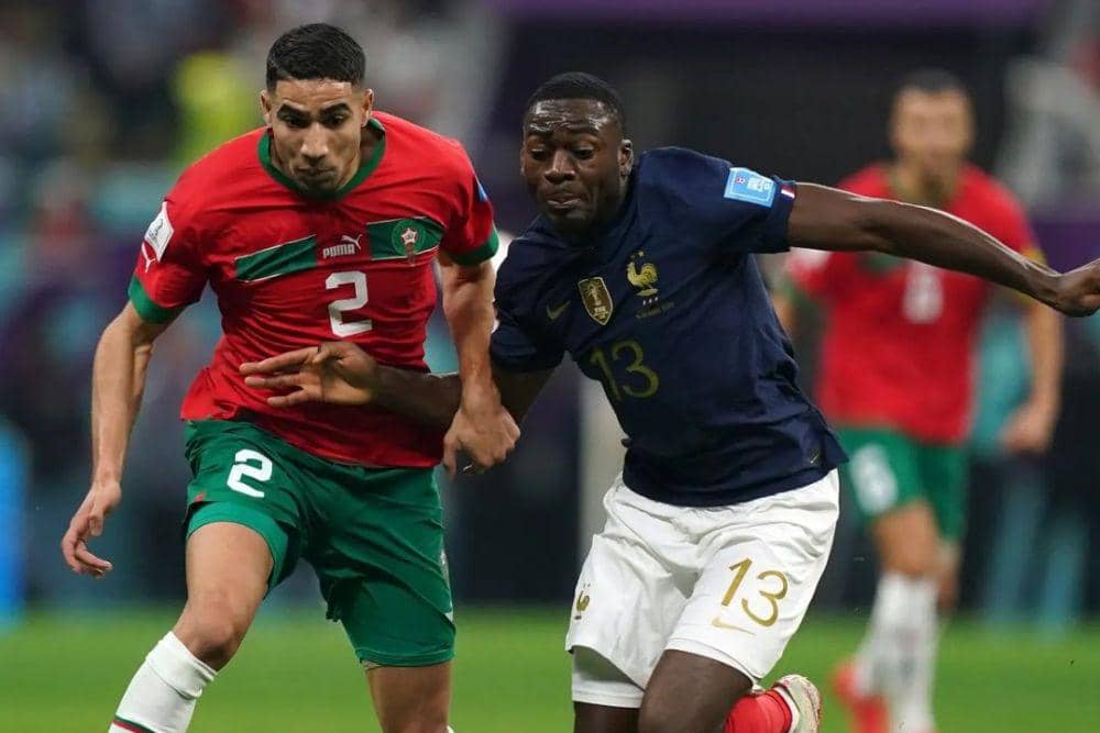 Laga ketika Timnas Maroko dikalahkan Prancis di babak semifinal Piala Dunia 2022 Qatar. (instagram.com/youss_fofana)