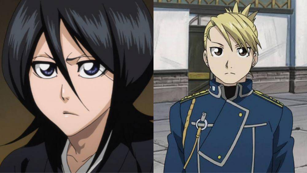 Rukia Kuchiki dan Riza Hawkeye (dok. Pierrot/Bleach & Bones/Fullmetal Alchemist: Brotherhood)