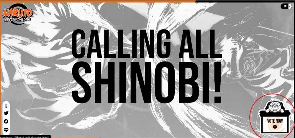 Pilih pilihan Vote Now untuk memilih karakter favorit. (narutop99.naruto-official.com)