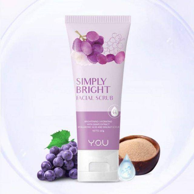 Y.O.U Simply Bright Facial Scrub Grape Extract (shopee.co.id/makeupholic.cosmetic)