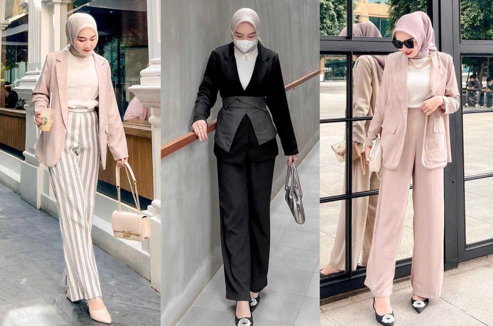 9 Potret OOTD Setelan Blazer ala Azizah Limi, Elegan Banget!