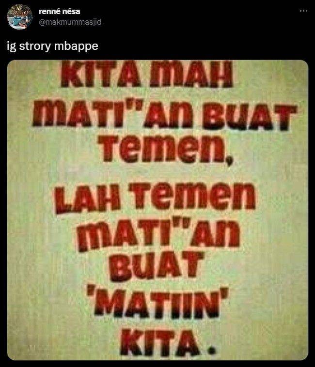 meme Mbappe gagal juara Piala Dunia (twitter.com/makmummasjid)