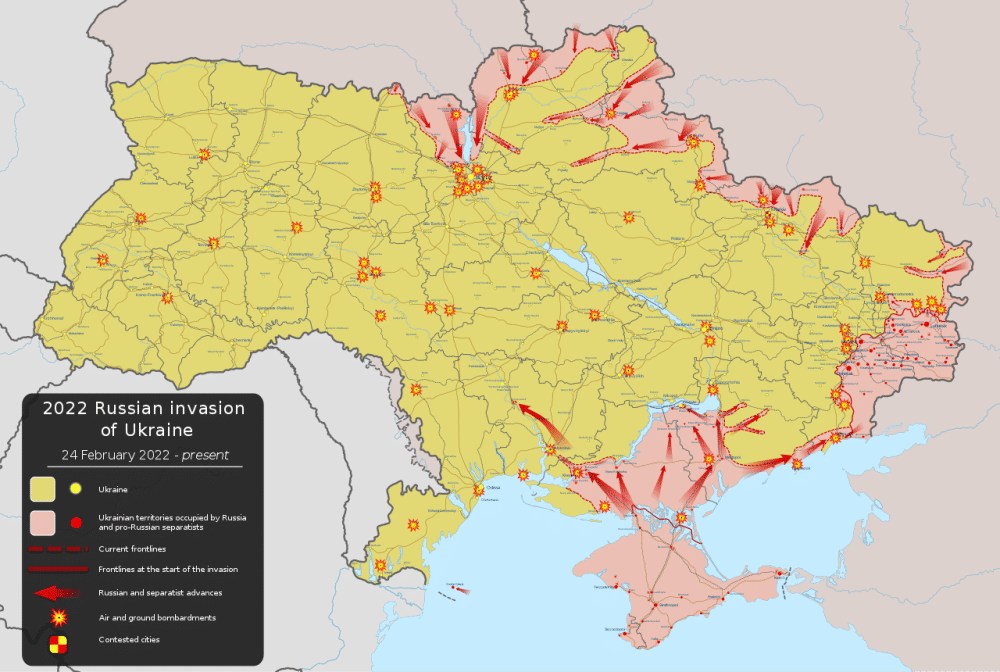 peta serangan yang dilancarkan Rusia ke Ukraina sejak Februari 2022 (commons.wikimedia.org/Viewsridge)