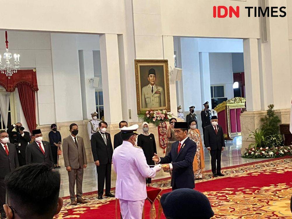 Pelantikan Laksamana TNI, Yudo Margono pada Senin (19/12/2022) di Istana Negara. (IDN Times/Ilman Nafi'an)