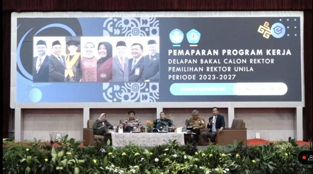 Penyampaian visi misi Bacarek Unila 2023-2027. (Youtube/TIK Unila)