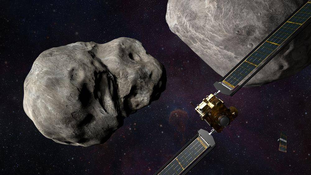 ilustrasi satelit mini DART yang akan menabrak asteroid (nasa.gov)