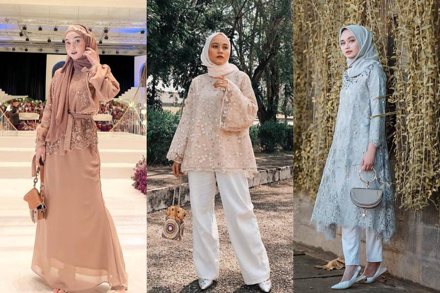 outfit kondangan hijab. (instagram.com/shellaalaztha / insatgram.com/nissachair / instagram.com/nabilahcil)