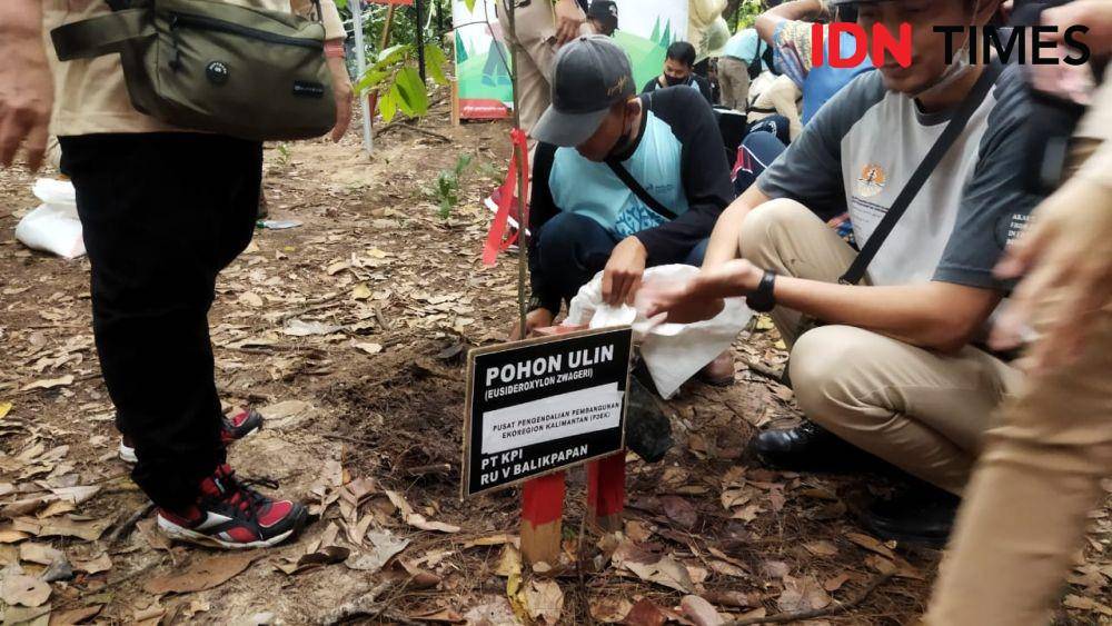 Penanaman pohon di lokasi wahana Patra Lestari Balikpapan Kalimantan Timur, Sabtu (17/12/2022). (IDN Times/SG Wibisono)