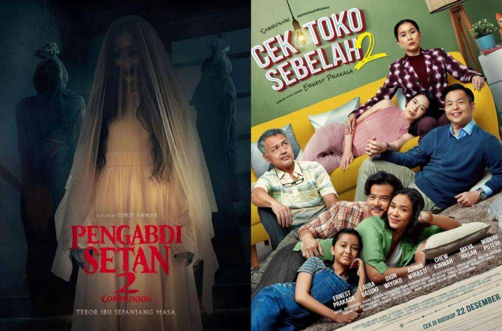 Sekuel film Indonesia di tahun 2022 (dok. Rapi Films / Pengabdi Setan 2 | dok. Starvision Plus / Cek Toko Sebelah 2)