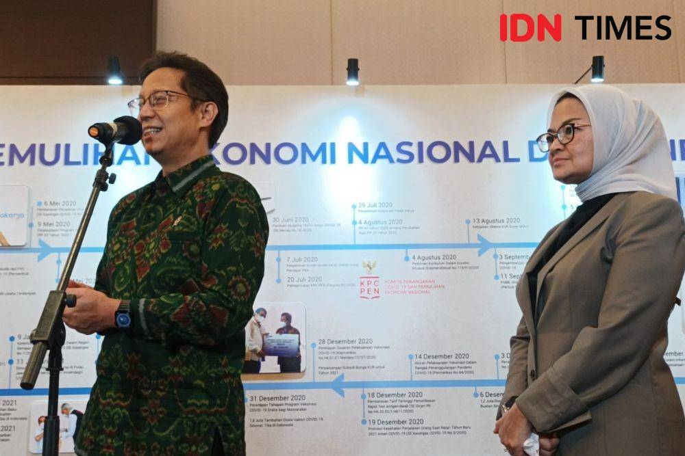Menteri Kesehatan Budi Gunadi Sadikin berikan keterangan pers disela acara peluncuran buku COVID-19 di Hotel Fairmont, Selasa (20/12/2022). (IDN Times/Dini Suciatiningrum)