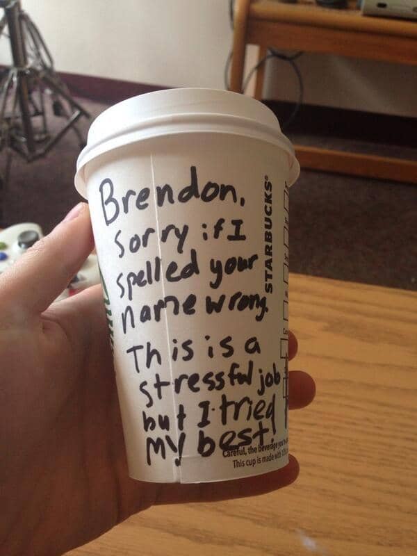 potret barista salah menulis nama (twitter.com/brendohare)