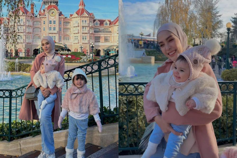 9 Potret Keluarga Hamidah Rachmayanti Liburan di Paris, ke Disneyland!