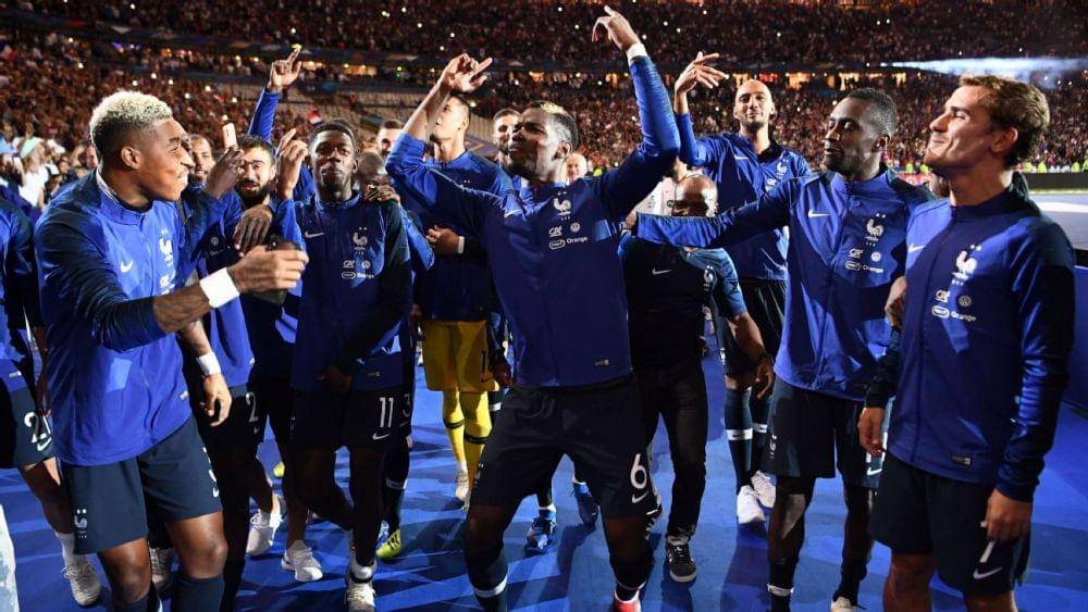 Selebrasi timnas Prancis pada Piala Dunia 2018. (espn.com)