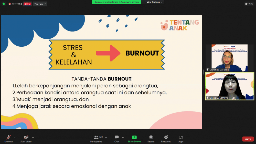 Webinar Hansaplast dengan tema "Peran Support System sebagai Pertolongan Pertama Atasi Mommy Bornout untuk Optimalkan Pengasuhan Anak", yang digelar secara virtual pada Kamis (22/12/2022) (dok. IDN Times/Nurul Huda Rahmadani)