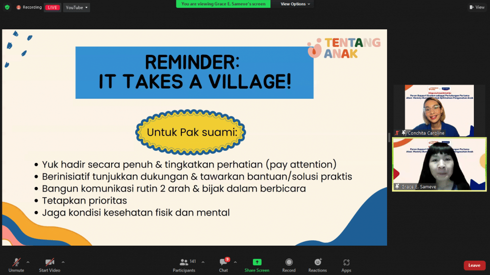 Webinar Hansaplast dengan tema "Peran Support System sebagai Pertolongan Pertama Atasi Mommy Bornout untuk Optimalkan Pengasuhan Anak", yang digelar secara virtual pada Kamis (22/12/2022) (dok. IDN Times/Nurul Huda Rahmadani)