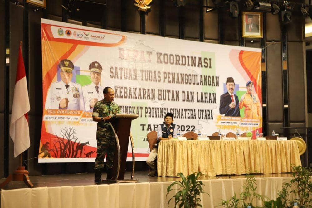 Rapat Koordinasi Satuan Tugas Penanggulangan Karhutla Tingkat Provinsi Sumatra Utara Tahun 2022, di Hotel Le Polonia.