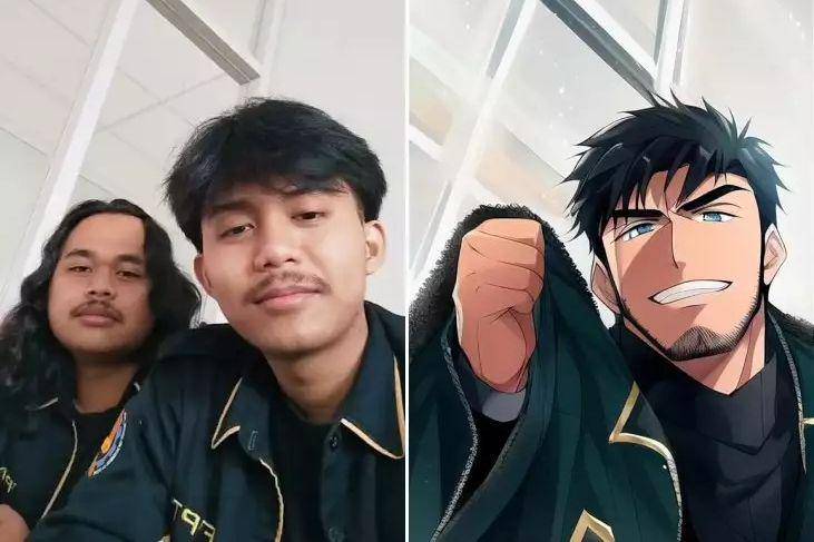 cowok pakai filter AI manga (twitter.com/fbreceh)
