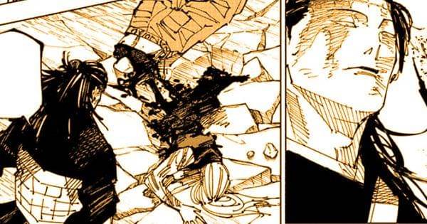 Yuki Tsukumo terbelah jadi dua karena diinjak Kenjaku (Dok. Mangaplus / Jujutsu Kaisen )