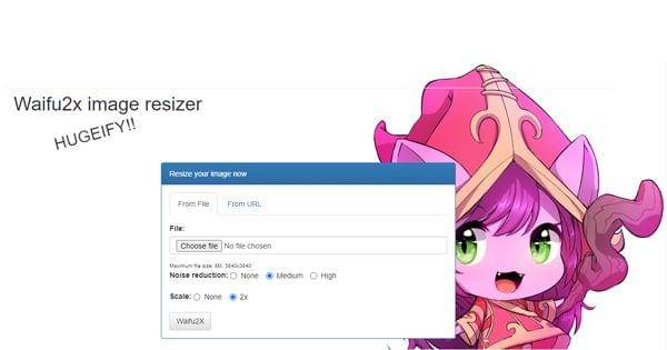 tampilan situs Waifu2x