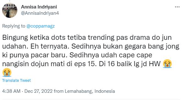 cuitan soal kabar dating Song Joong Ki (twitter.com/AnnisaIndriyan4/)