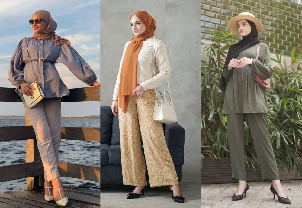 10 OOTD Hijab Minimalis ala Nisma Bahanan, Modis buat Kerja