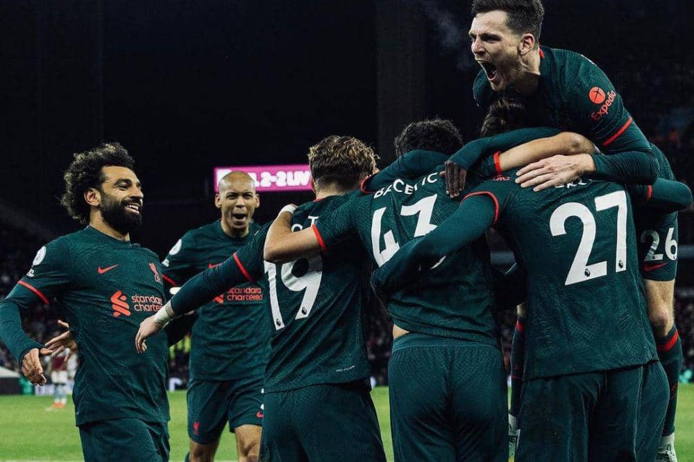 Liverpool saat meraih kemenangan atas Aston Villa di pekan ke-17 EPL 2022/2023. (instagram.com/liverpoolfc)