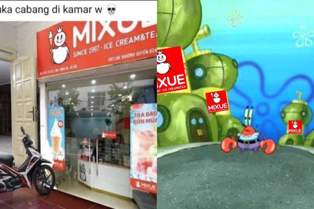 10 Foto Editan Cabang Mixue Terkocak ala Warga Twitter