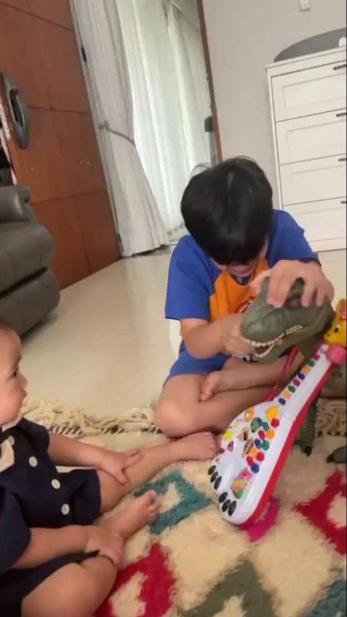 Rayyanza dan dino kesayangan (instagram.com/raffinagita1717)