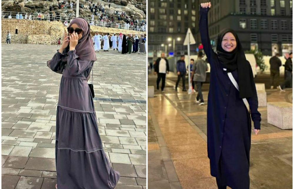 10 Potret Komedian Arafah Rianti dan Adik Umrah Bareng!