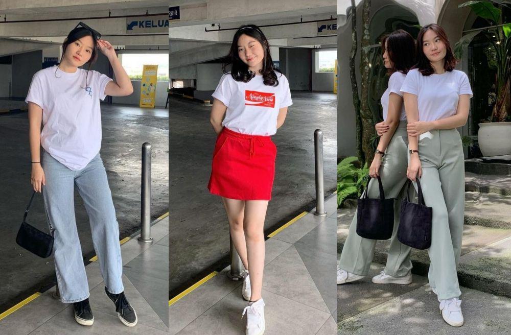 9 OOTD Aliya Athena Pakai Kaus Pendek Putih, Simpel!