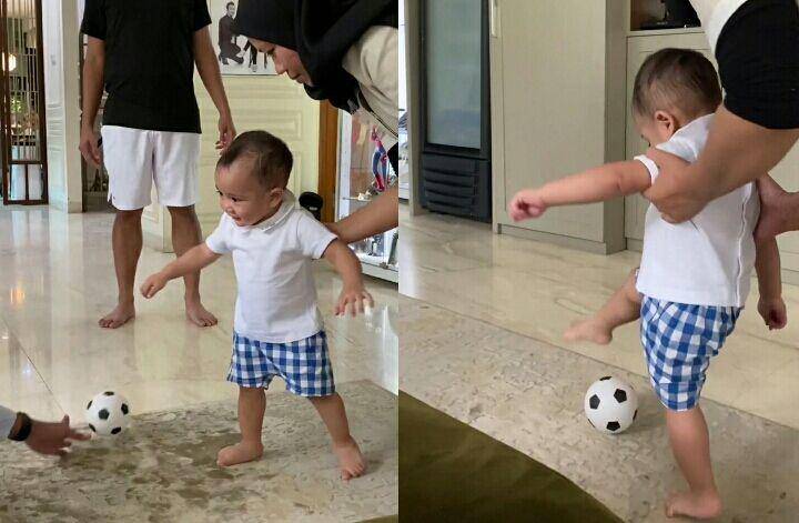 kolase potret Rayyanza berlatih sepak bola (instagram.com/raffinagita1717)