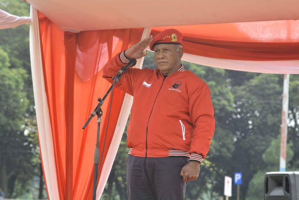 Organisasi sayap PDIP, Satgas Cakra Buana menggelar apel di Bumi Perkemahan Cibubur (dok. PDIP)