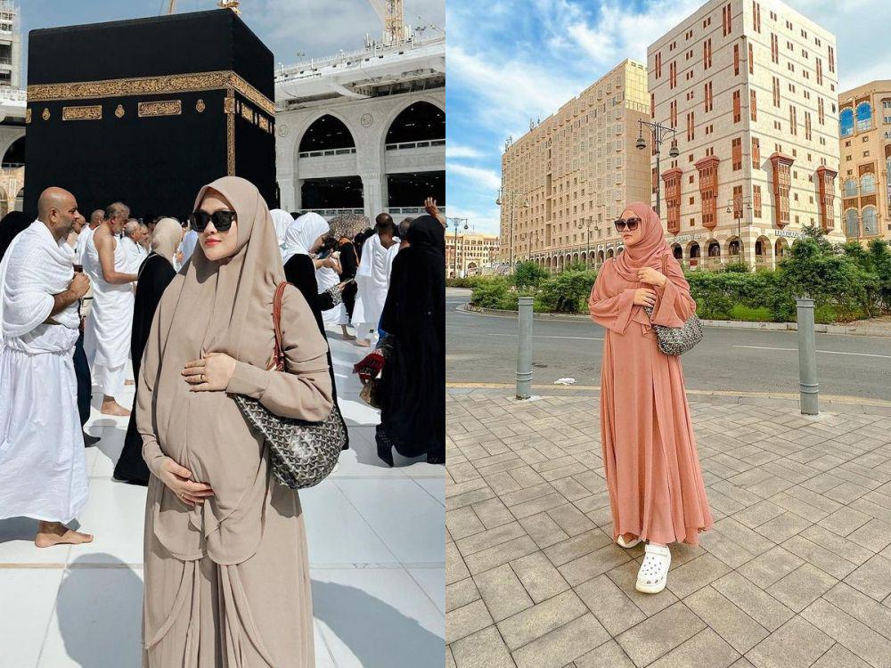 9 Potret Hennny Rahman Jalani Umrah saat Hamil, Pamer Baby Bump!