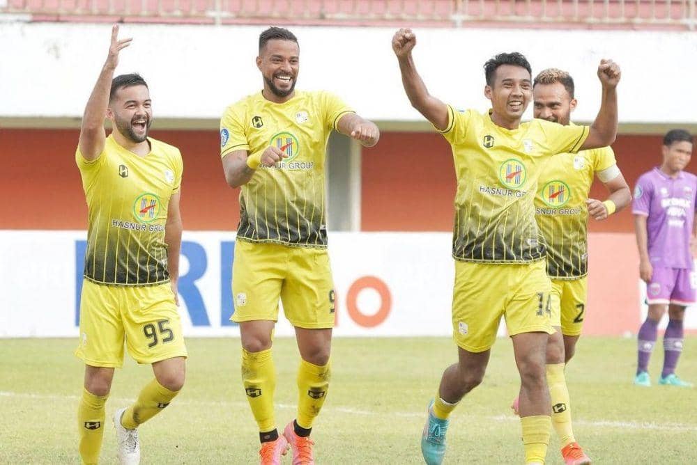 Barito Putera saat merayakan gol kemenangan melawan Persita di pekan 17 Liga 1 Indonesia 2022/2023. (instagram.com/psbaritoputeraofficial)