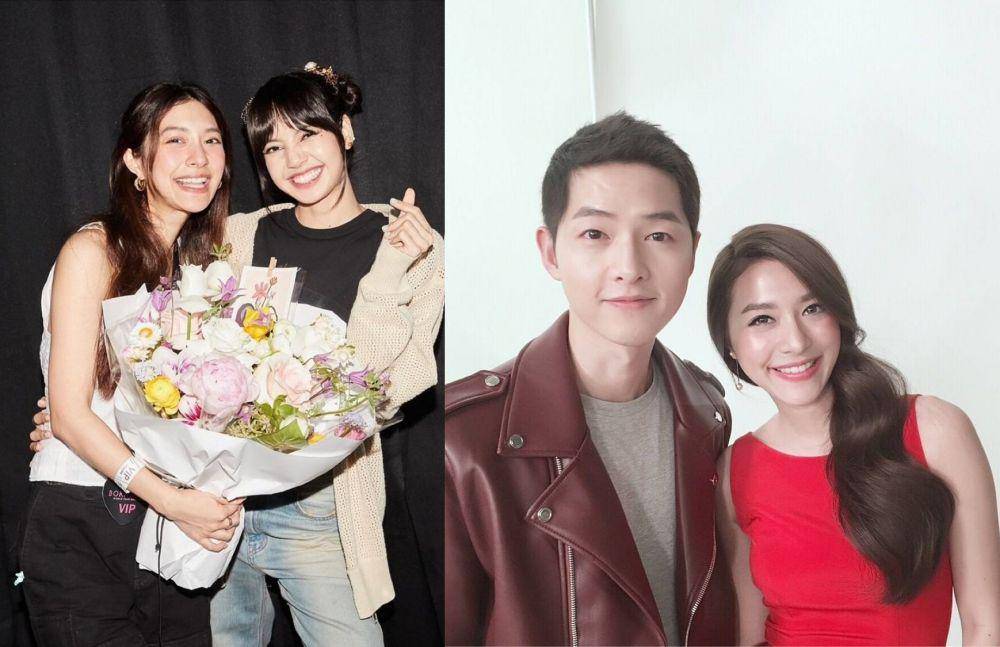 kolase potret Mew Nittha bersama Lisa Blackpink dan Song Joong Ki (instagram.com/mewnittha)