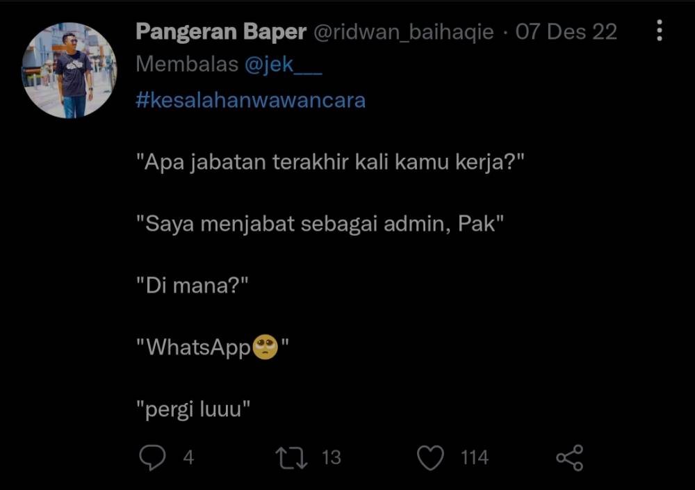 cerita wawancara kerja (twitter.com/ridwan_baihaqie)