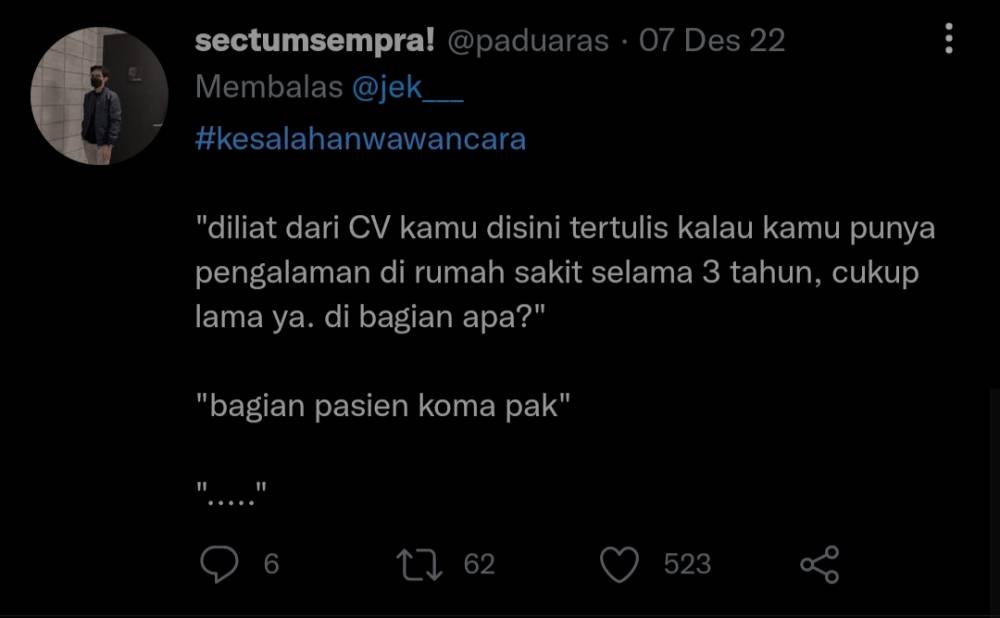 cerita wawancara kerja (twitter.com/paduaras)