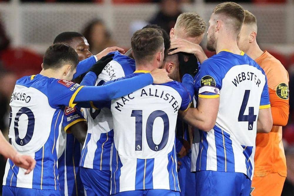 Brighton and Hove Albion dalam laga menghadapi Middlesbrough di Piala FA 2022/2023. (instagram.com/officialbhafc)