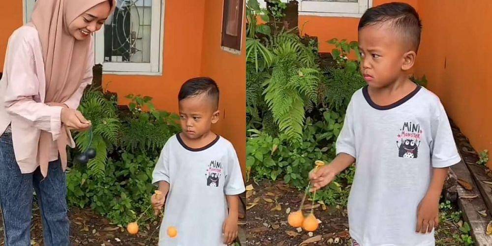 Arnol menunjukkan kebolehannya. (dok. dok. TikTok/BAMBANGMOSAJA)