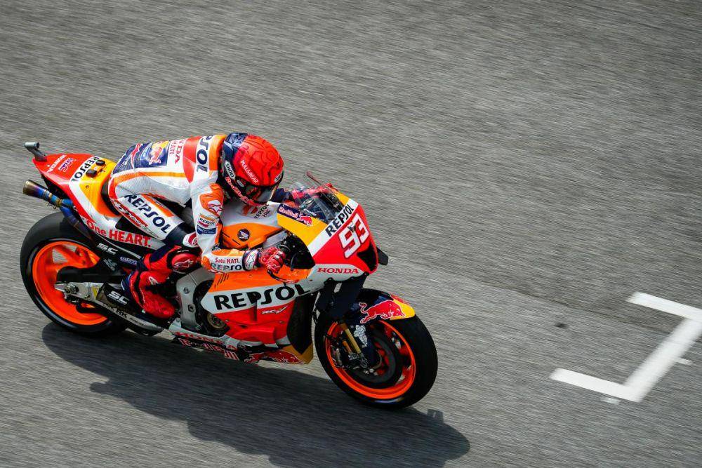 Marc Marquez mengendarai motornya saat pekan balap GP Malaysia 2022. (motogp.com)