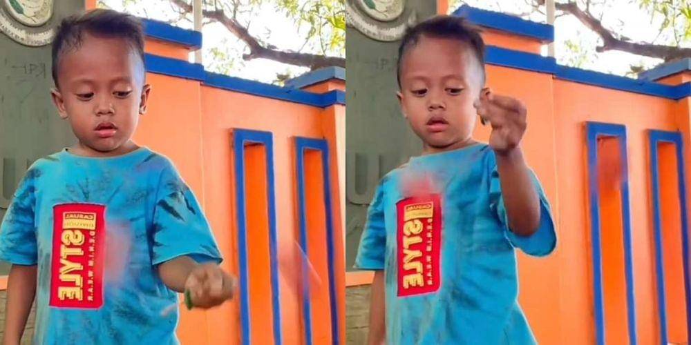 Arnold dan skill lato-latonya (dok. TikTok/BAMBANGMOSAJA)